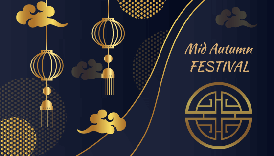 金色设计的中秋节矢量素材(AI/EPS)