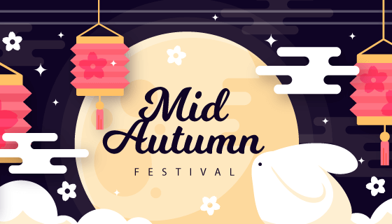 兔子月亮灯笼设计中秋节banner矢量素材(AI/EPS)