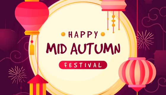 月亮和灯笼设计中秋节矢量素材(AI/EPS)