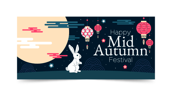 月亮兔子灯笼设计中秋节banner矢量素材(AI/EPS)