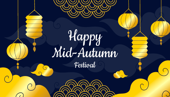 金色灯笼设计中秋节banner矢量素材(AI/EPS)