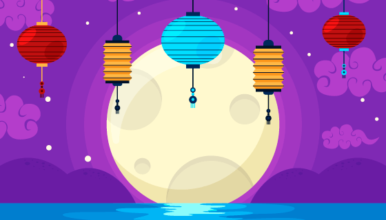 月亮灯笼设计中秋节矢量素材(AI/EPS)