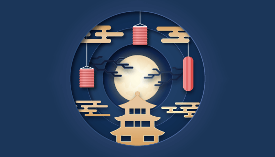 中国风设计中秋节矢量素材(AI/EPS)