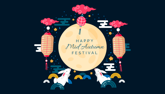 兔子望月设计中秋节矢量素材(AI/EPS)