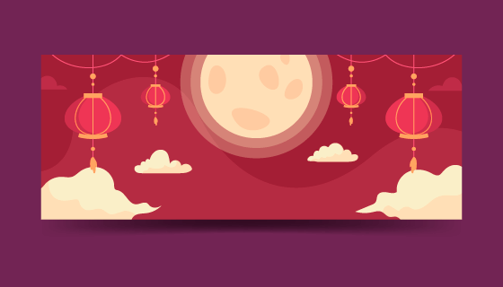月亮灯笼设计中秋节banner矢量素材(AI/EPS)