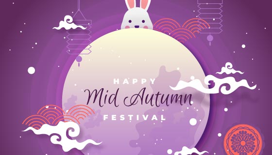 月亮兔子设计中秋节矢量素材(AI/EPS)