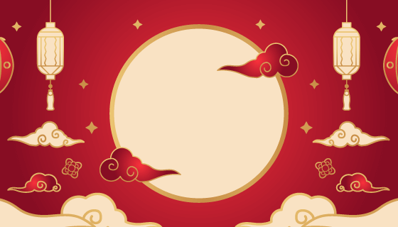 金色月亮灯笼设计中秋节banner矢量素材(AI/EPS)