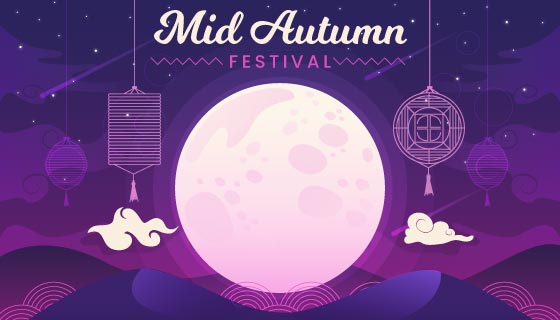 皎洁的月亮设计中秋节矢量素材(AI/EPS)