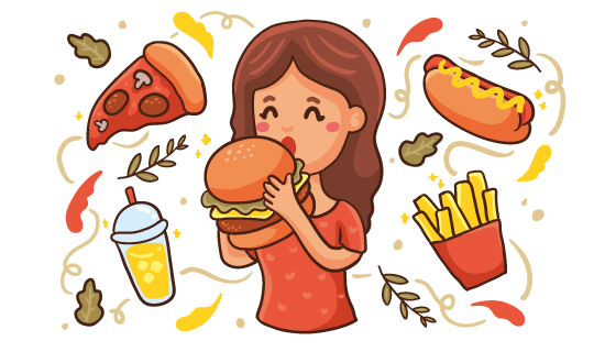 吃汉堡的女子矢量素材(AI/EPS/PNG)