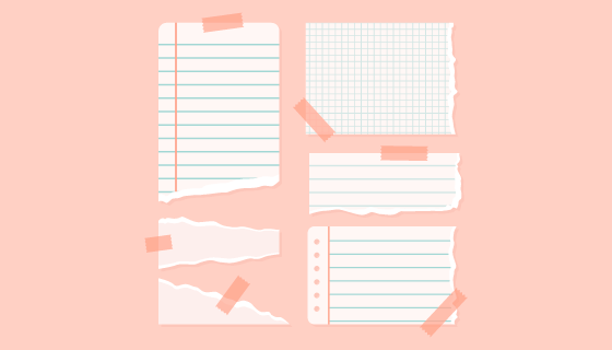 胶带和撕破的便签纸矢量素材(AI/EPS/PNG)