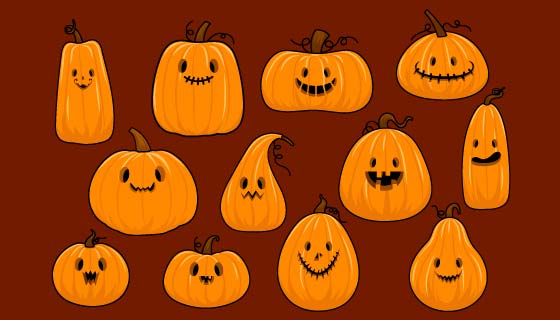 可爱的万圣节南瓜矢量素材(EPS/PNG)