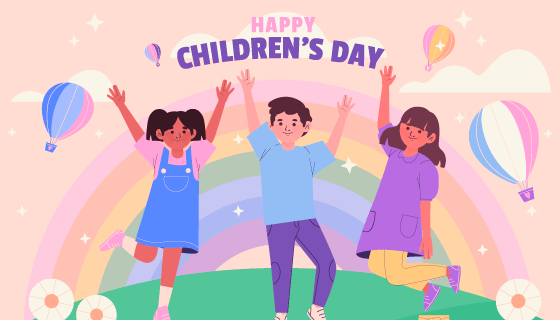 扁平风格世界儿童日矢量素材(AI/EPS)