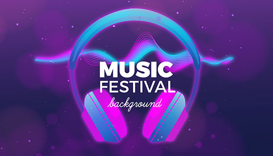 耳麦元素设计音乐节背景矢量素材(EPS/AI)