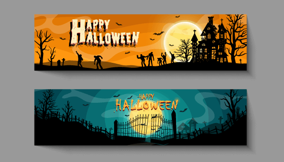 惊悚的万圣节banner矢量素材(EPS)