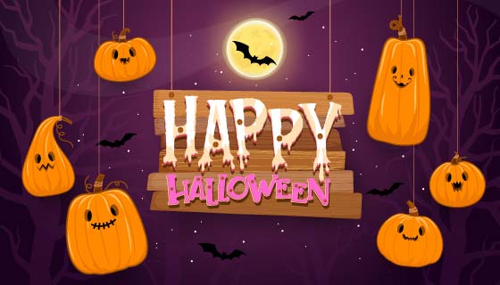 南瓜设计万圣节快乐背景矢量素材(EPS)