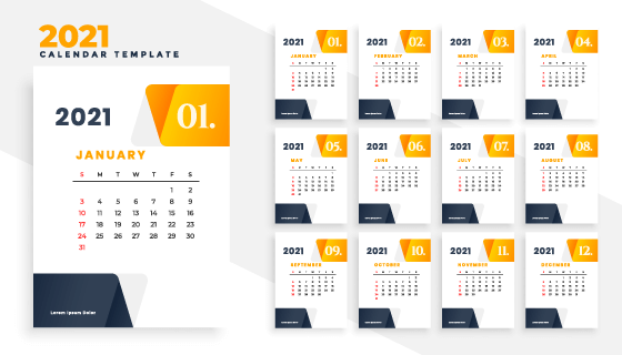 现代商务风格2021年日历矢量素材(EPS)