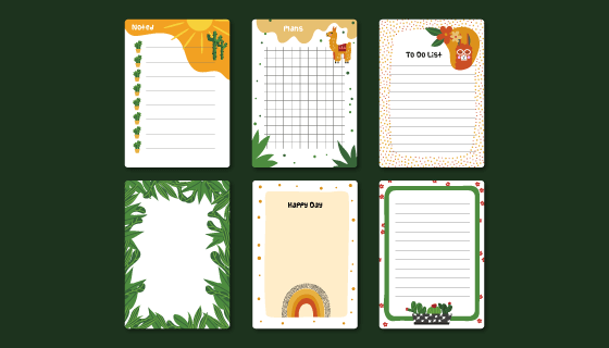 可爱植物动物设计便签纸矢量素材(AI/EPS)