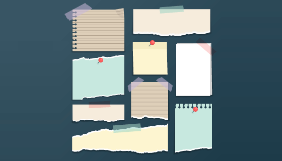 胶带和撕破的便签纸矢量素材(AI/EPS/PNG)