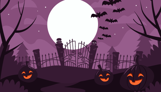 南瓜蝙蝠设计万圣节背景矢量素材(AI/EPS)