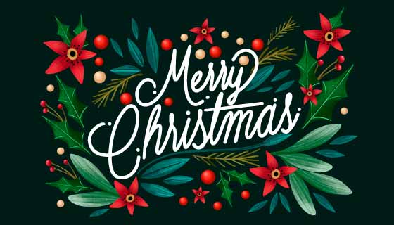 漂亮花卉设计圣诞节背景矢量素材(AI/EPS/PNG)