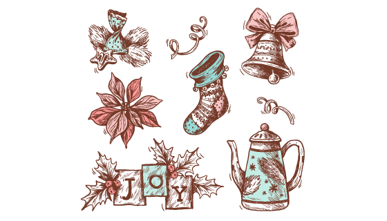 手绘风格圣诞节元素矢量素材(AI/EPS/PNG)