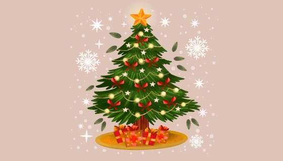 灯泡闪闪的圣诞树矢量素材(AI/EPS/PNG)