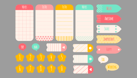 各种各样的便签和标签矢量素材(AI/EPS/PNG)