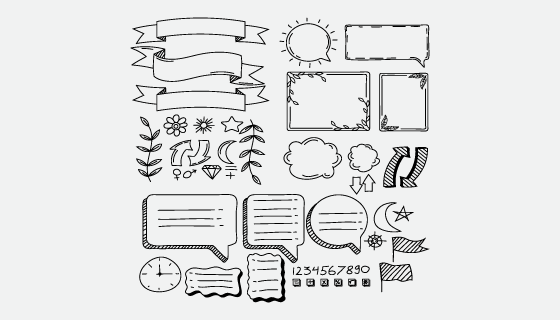 手绘黑色风格项目符号元素矢量素材(AI/EPS/PNG)