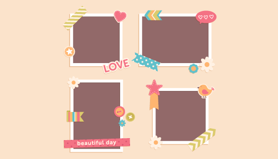 4个复古可爱的相框矢量素材(AI/EPS)