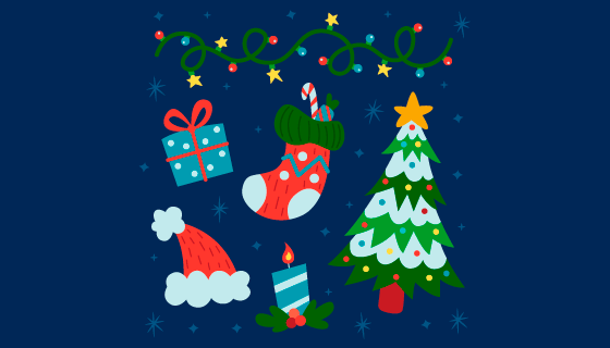 简单的圣诞节元素矢量素材(AI/EPS/PNG)