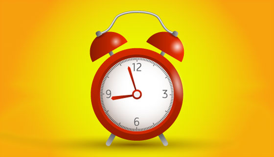 扁平风格的红色闹钟矢量素材(EPS)