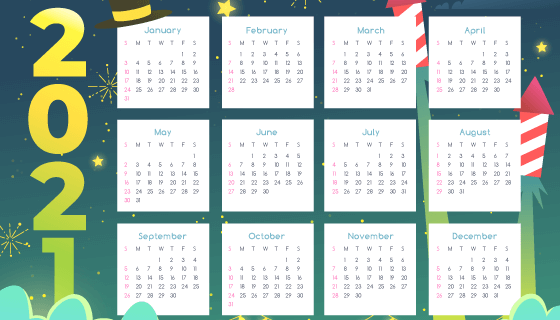 喜庆的2021年新年日历矢量素材(AI/EPS)