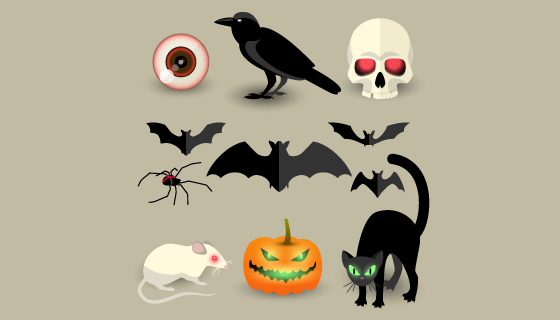 扁平风格万圣节元素矢量素材(EPS)