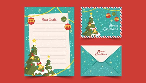 圣诞节信纸信封明信片矢量素材(AI/EPS)