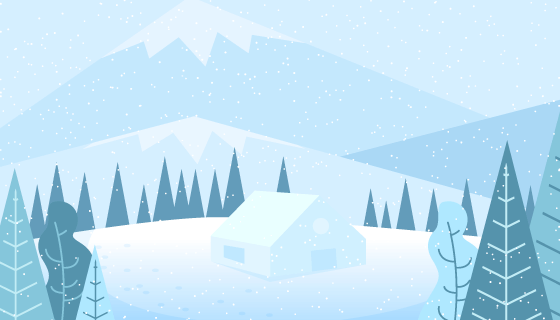 扁平风格冬天下雪景观矢量素材(AI/EPS)