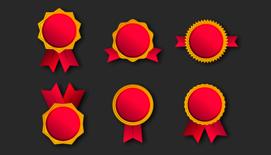6个不同的红色徽章矢量素材(AI/EPS/PNG)