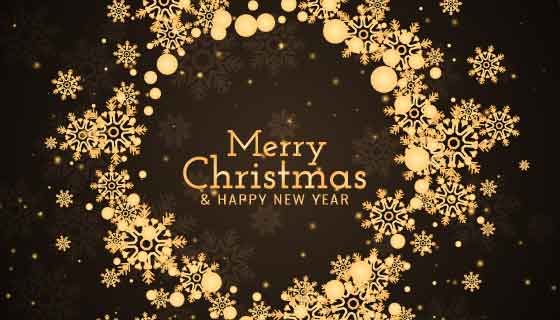 金色雪花圣诞节背景矢量素材(EPS)