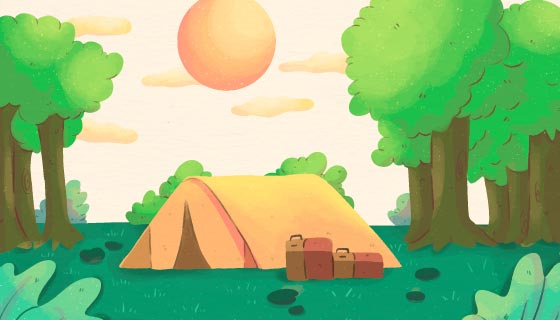 可爱的露营景观矢量素材(AI/EPS)