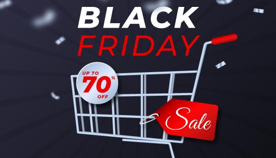 逼真的购物车设计黑色星期五促销矢量素材(AI/EPS)