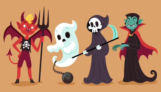 4个万圣节恐怖人物矢量素材(AI/EPS/PNG)