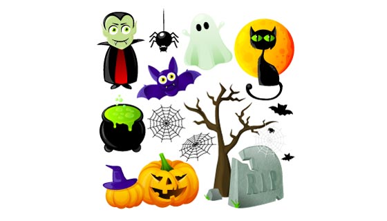 可爱的万圣节元素矢量素材(EPS/PNG)