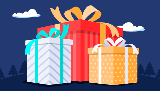 扁平风格的礼物盒子矢量素材(AI/EPS)