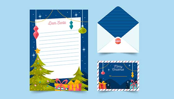 圣诞节信纸信封明信片矢量素材(AI/EPS)
