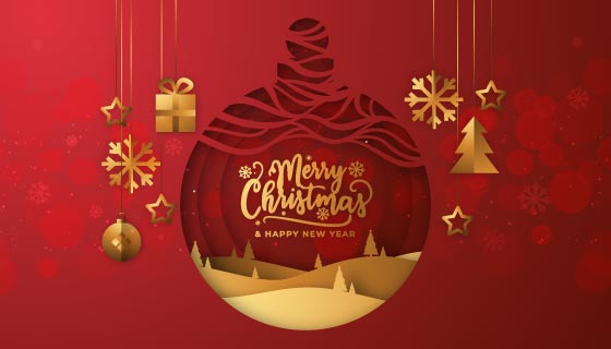 红色圣诞球设计圣诞节背景矢量素材(AI/EPS)