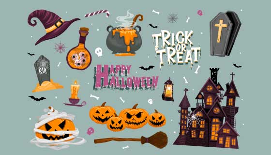 逼真的万圣节元素矢量素材(EPS/PNG)