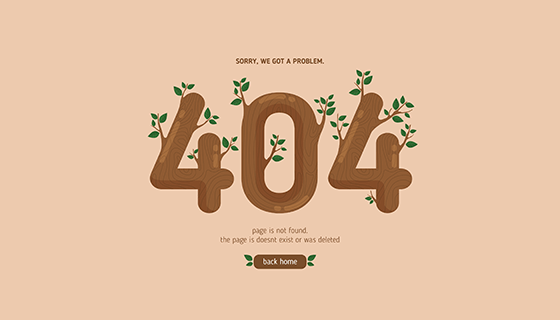 树木枝叶设计404错误页面(EPS/AI)