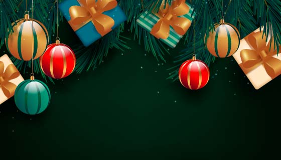 逼真的礼品设计圣诞节背景矢量素材(AI/EPS)