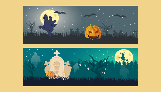 三张万圣节banner矢量素材(EPS)
