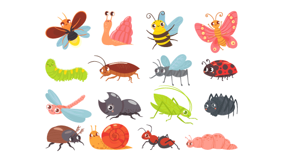 卡通风格的可爱昆虫矢量素材(EPS/PNG)