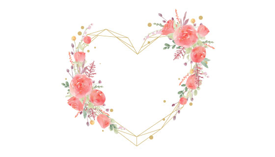 漂亮的水彩爱心花环矢量素材(EPS)